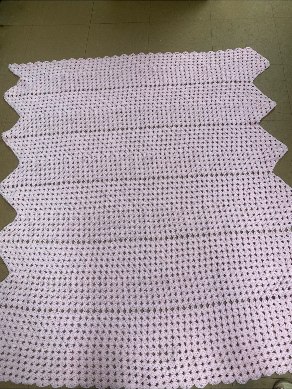 Handmade Crochet Blanket in Light Pink